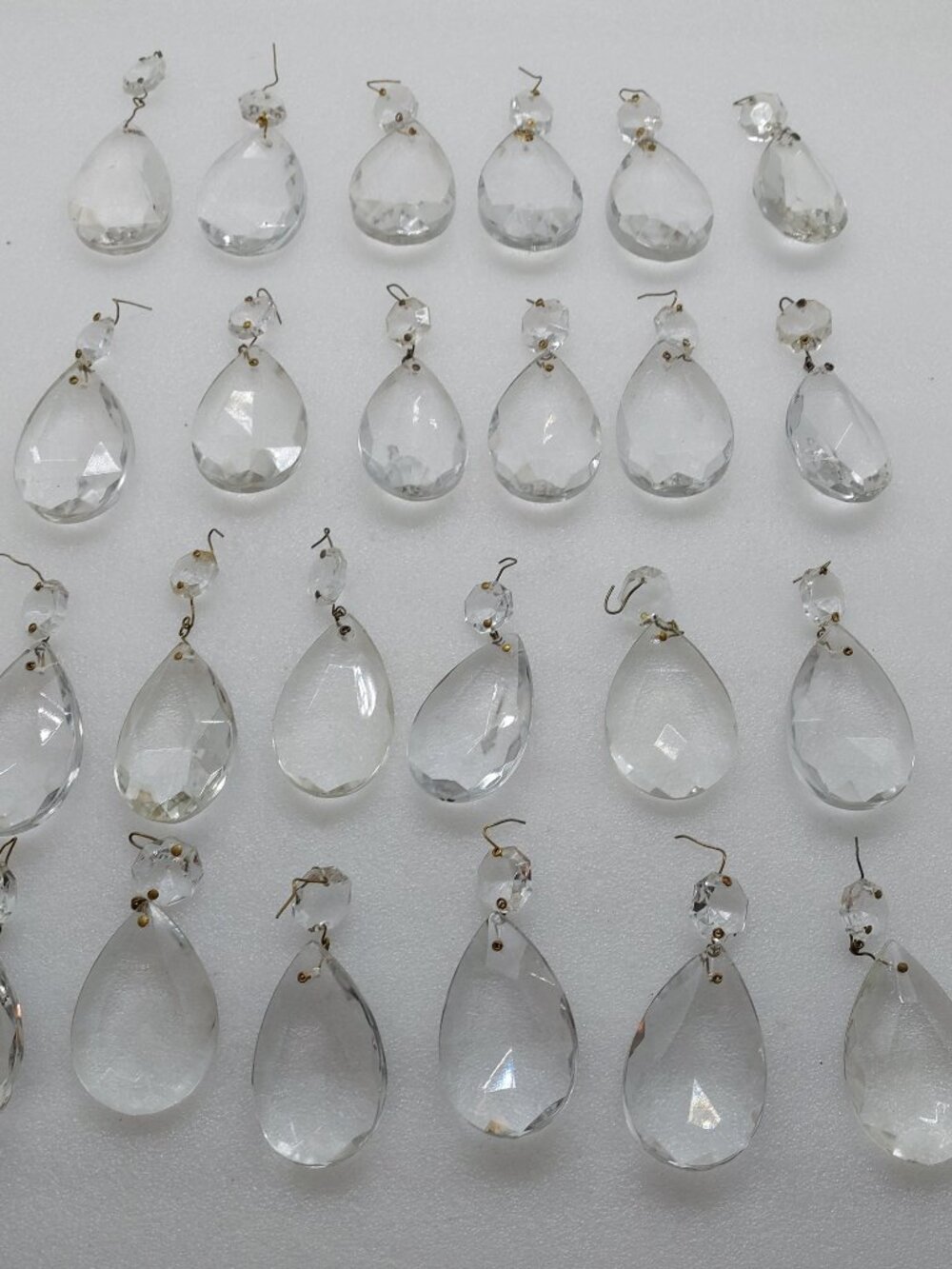 24 Vintage Chandelier Clear Crystal Prisms Teardrop Shape Crystal